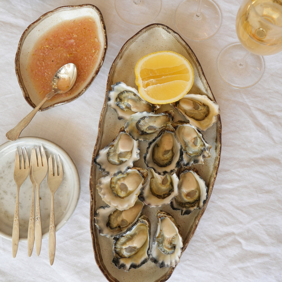 Shucked Sydney rock oysters