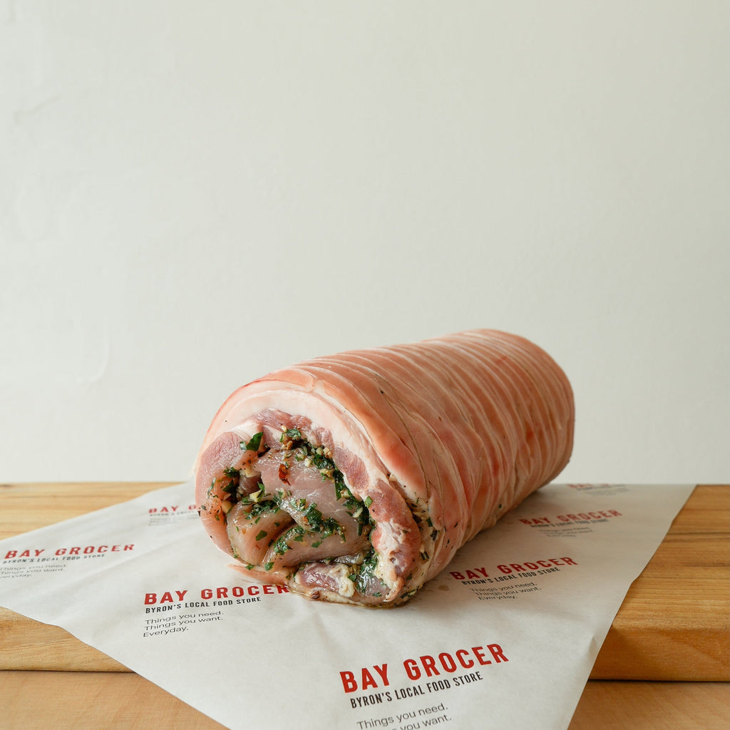1.5kg Porchetta (stuffed & rolled pork belly, uncooked) GF, DF