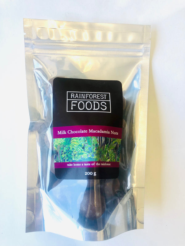 Rainforest Foods milk chocolate macadamia 200g